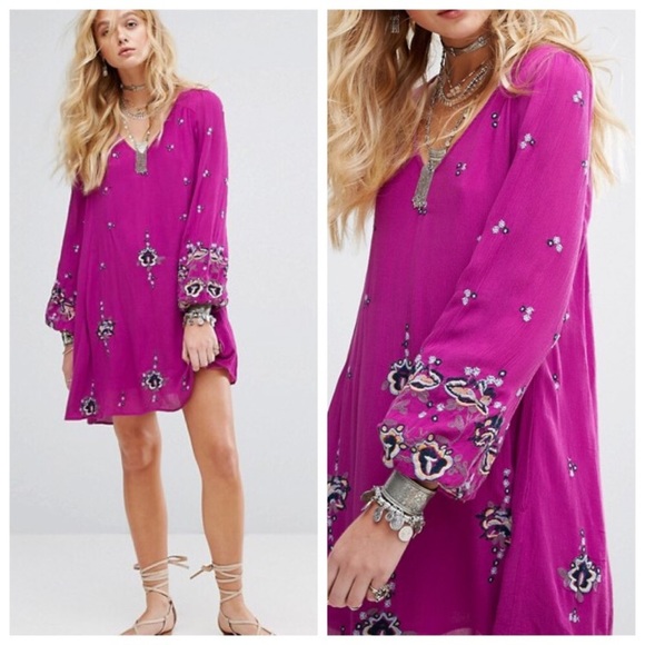 Free People Dresses & Skirts - NWT Free People Embroidered V-Neck Mini Dress S